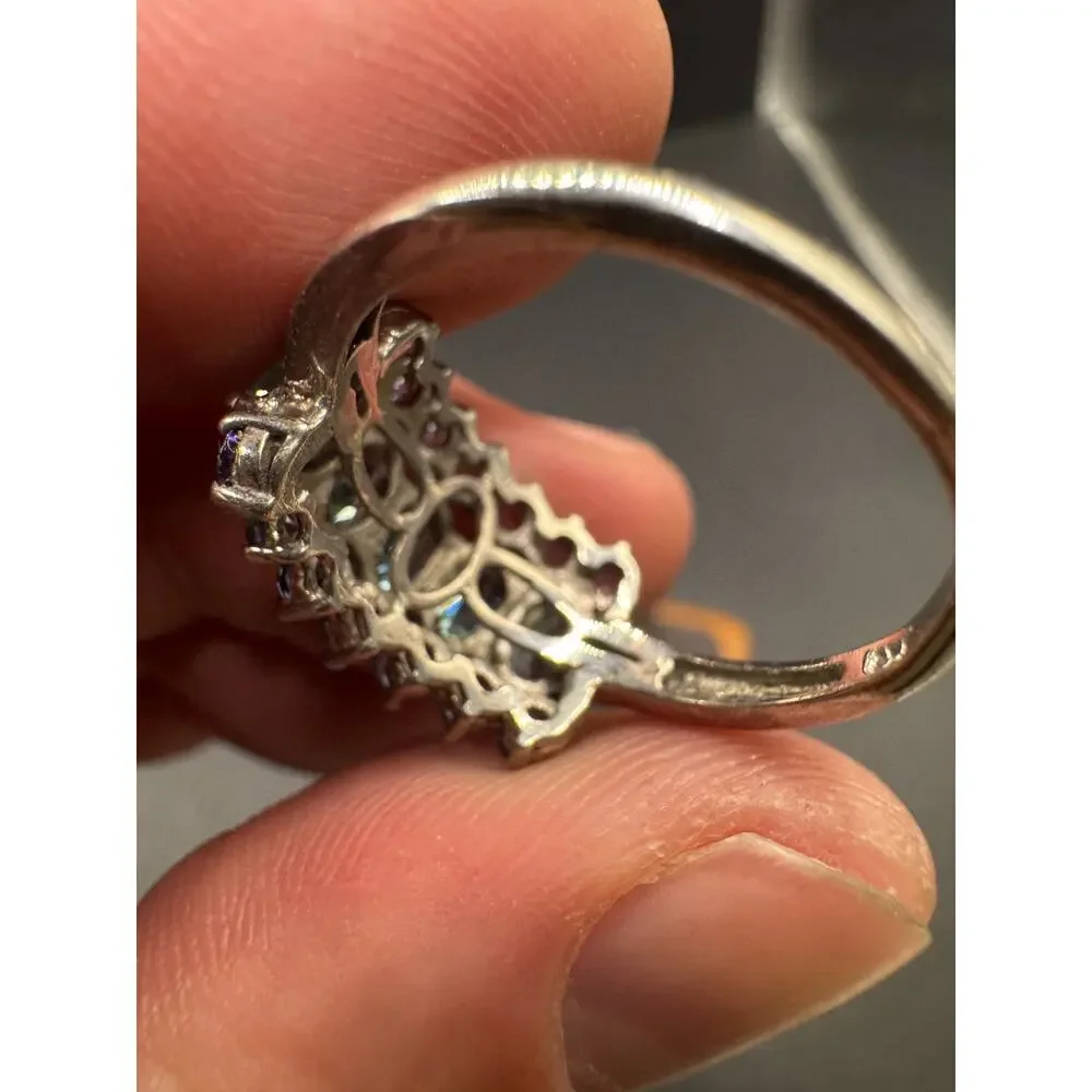 Chuck Clemency Sterling Silver 925 Tanzanite & Blue Teal Topaz Ring Size 10